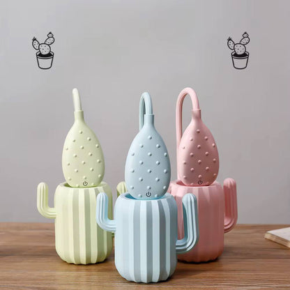 Rechargeable foldable cactus desk lamp with a pen holder