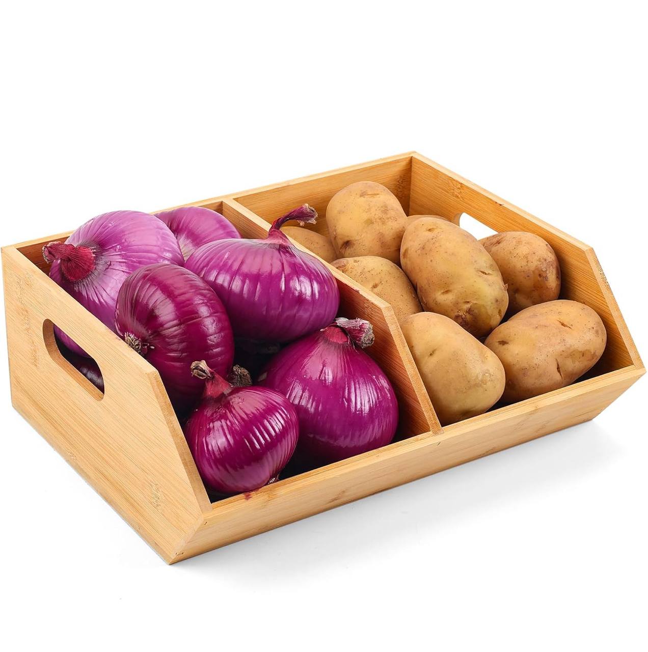 Bamboo pantry organizer/storage bin with removable divider*