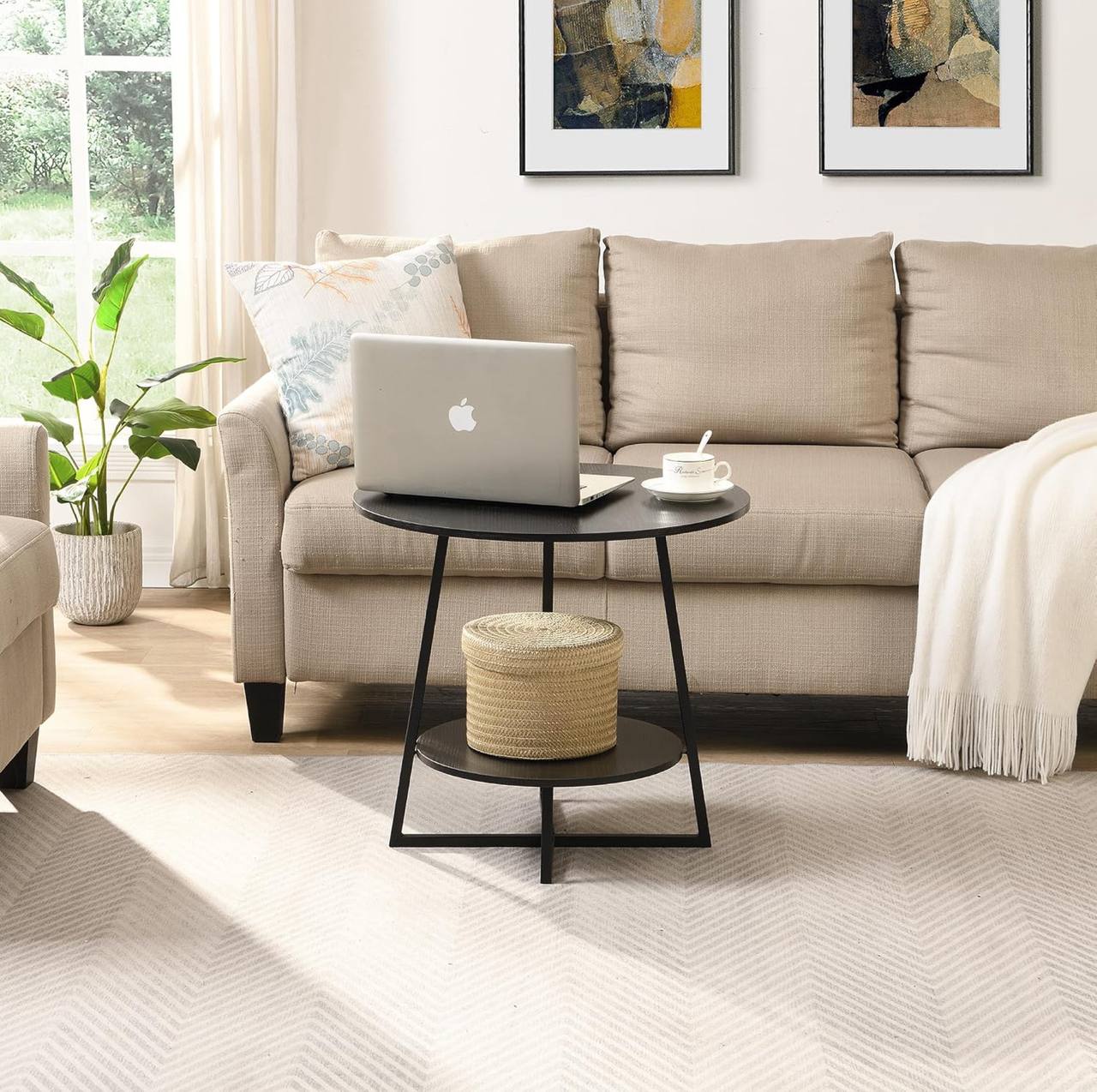 Modern Double Layer Round Side Table