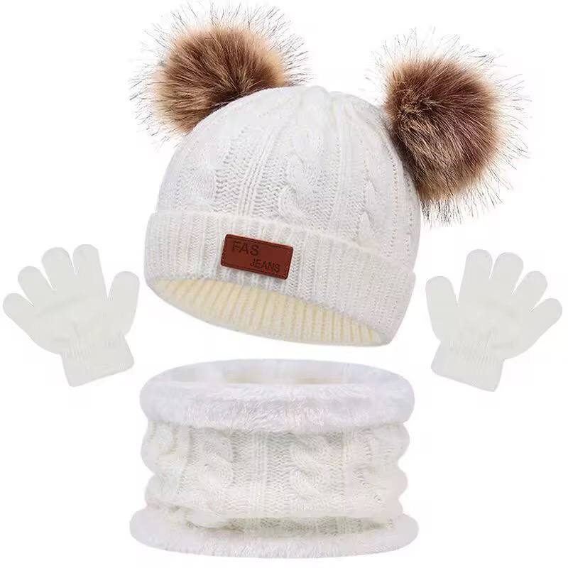 3 IN 1WINTER KIDS BEENIES HAT,SCARF SET AND GLOVES
