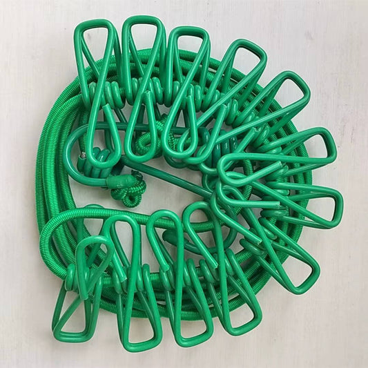 1.8M Outdoor Windproof Clothesline 10 Colors Portable Travel Stretchy Elastic Clothesline with Clamp Clips Hooks Outdoor Tools