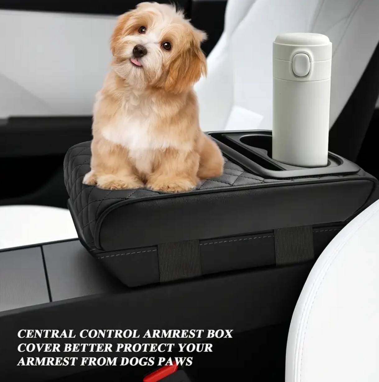 Auto center console armrest cushion with 2 cups holder