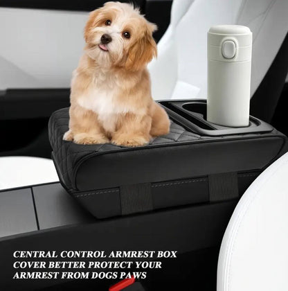 Auto center console armrest cushion with 2 cups holder