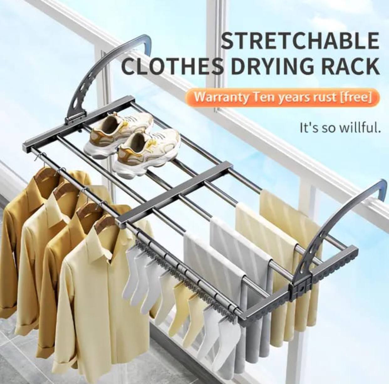 Foldable Clothes Drying Rack 
Stretch