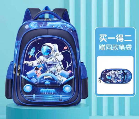 High-Capacity 3D Cartoon Two-Piece School Backpack Set