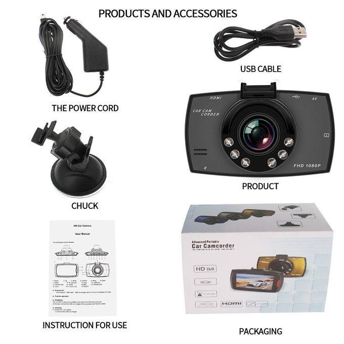 1080P Hd Car Dvr Dash Camera Video Recorder Cam Night Vision G-Sensor