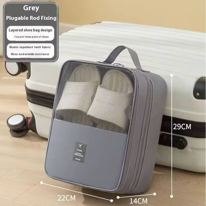 Waterproof  Travel  bag organizer  has 3 zip, 3 level shoe bag