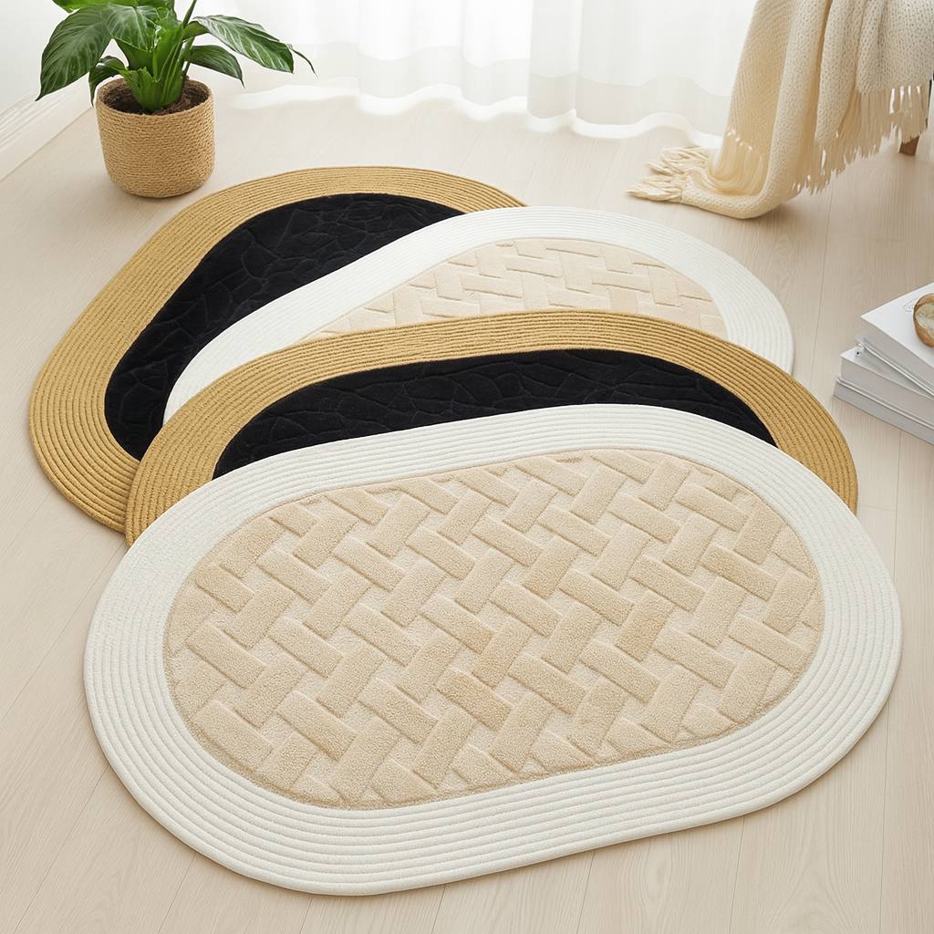 Enhance your space with Nordic minimalist woven Rattan Rugs!