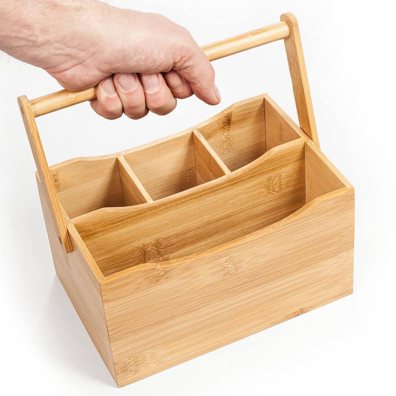 Portable countertop/kitchen cutlery organizer with handle