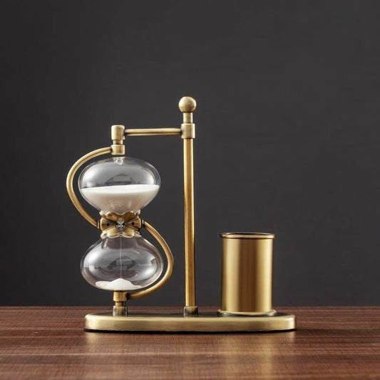 30 MINUTES HOURGLASS ROTATING 360 WITH BRASS PEN HOLDER