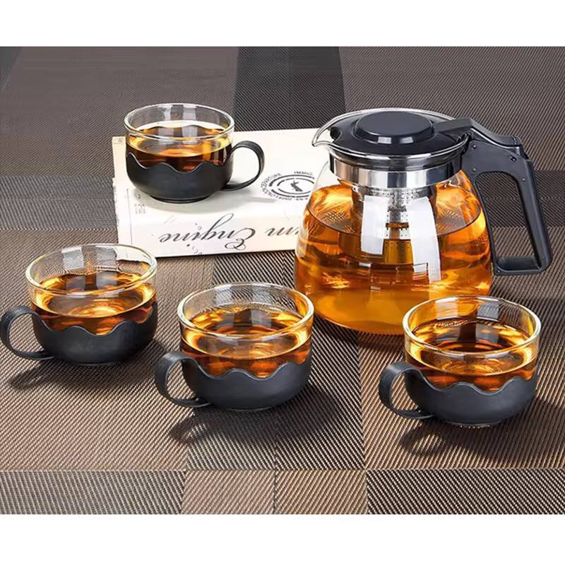 5pc Transparent Heat Resistance Glass Infuser Tea set
