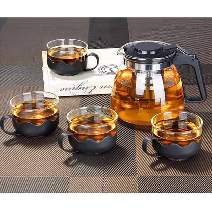 5pc Transparent Heat Resistance Glass Infuser Tea set
