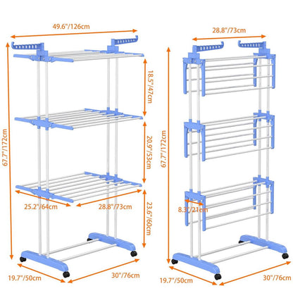 3 Layer Portable / Movable Cloth Drying  Rack