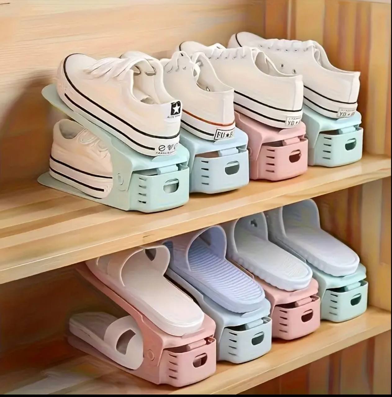 Adjustable shoe space saver organizer