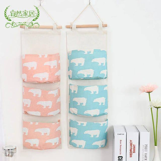 3 Pocket Wall Hanging Storage Bag Over The Door Room Linen Organizer Pouch Hanging Storage Closet