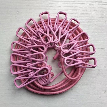 1.8M Outdoor Windproof Clothesline 10 Colors Portable Travel Stretchy Elastic Clothesline with Clamp Clips Hooks Outdoor Tools