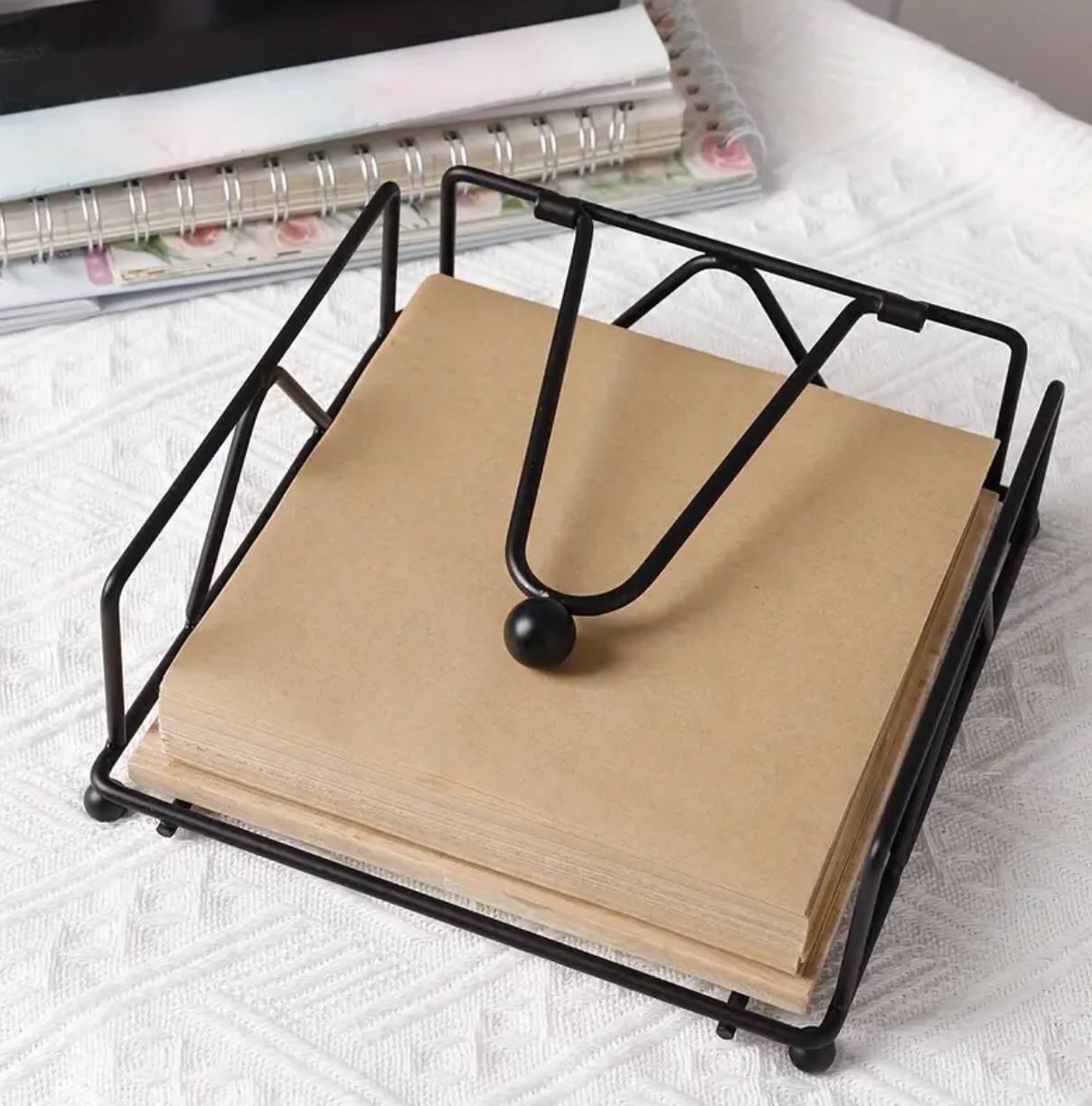 Luxury metallic serviette holder, with Bamboo place on/ napkin holder