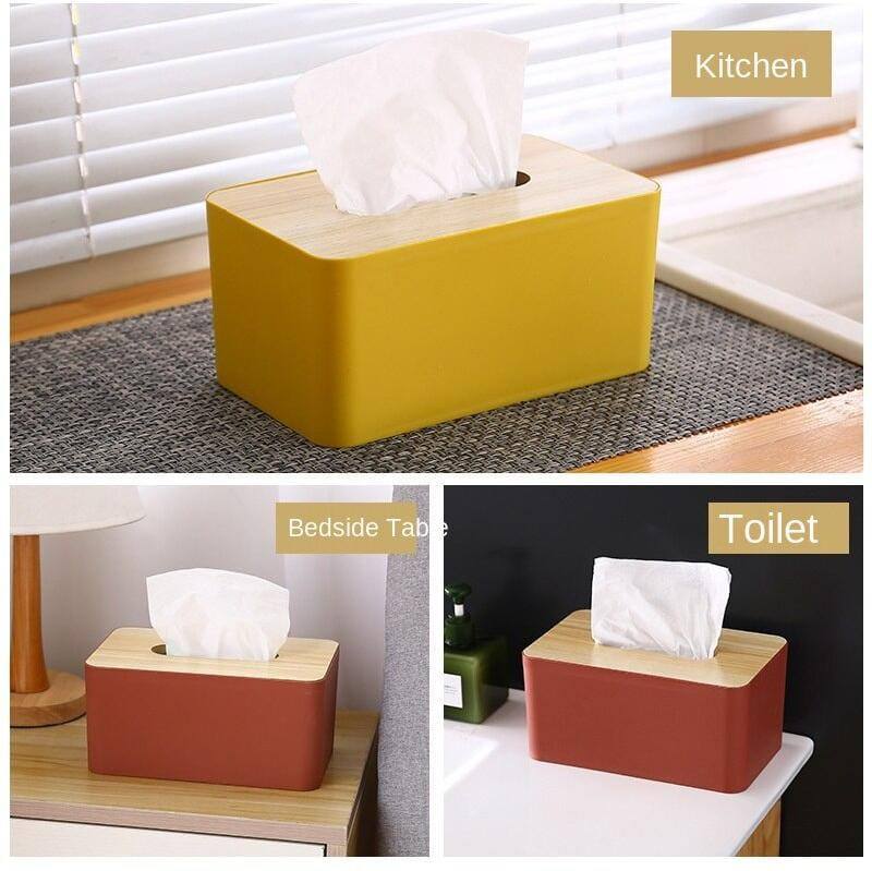 Bamboo lid Napkin Tissue  Holder/ Tissue  Case /Tissue Box for  Home Decoration