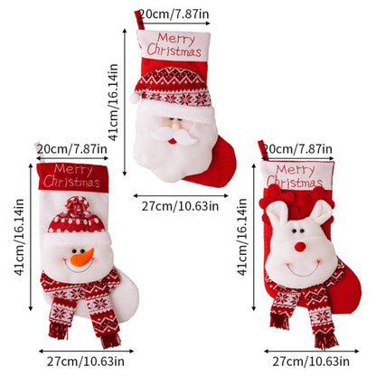 Large Santa Snowman Elk Stockings Knitted Decorations Fireplace Xmas Tree Hanging Stocking for Family New Year Party Home Decor
