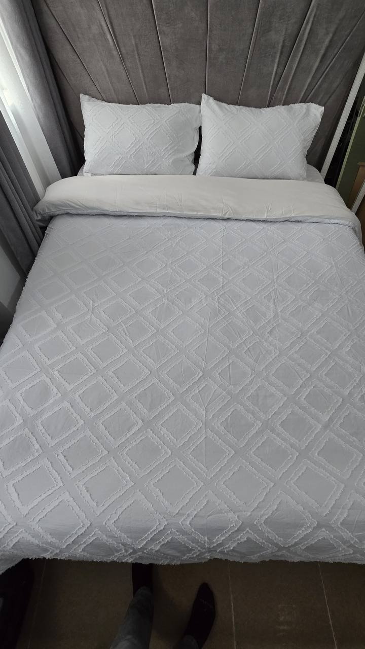 3pc Tufted  Wave Duvet cover setl