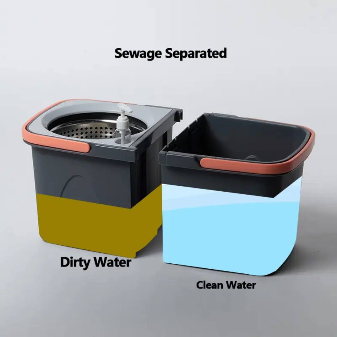 Split Spinning Microfiber Mop with Self Wet and Dry Bucket