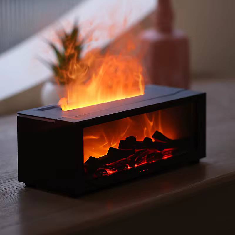 Dynamic Flame Fireplace Essential oil Diffuser/Humidifier with timer and Auto Off Ultrasonic cool mist Humidifier