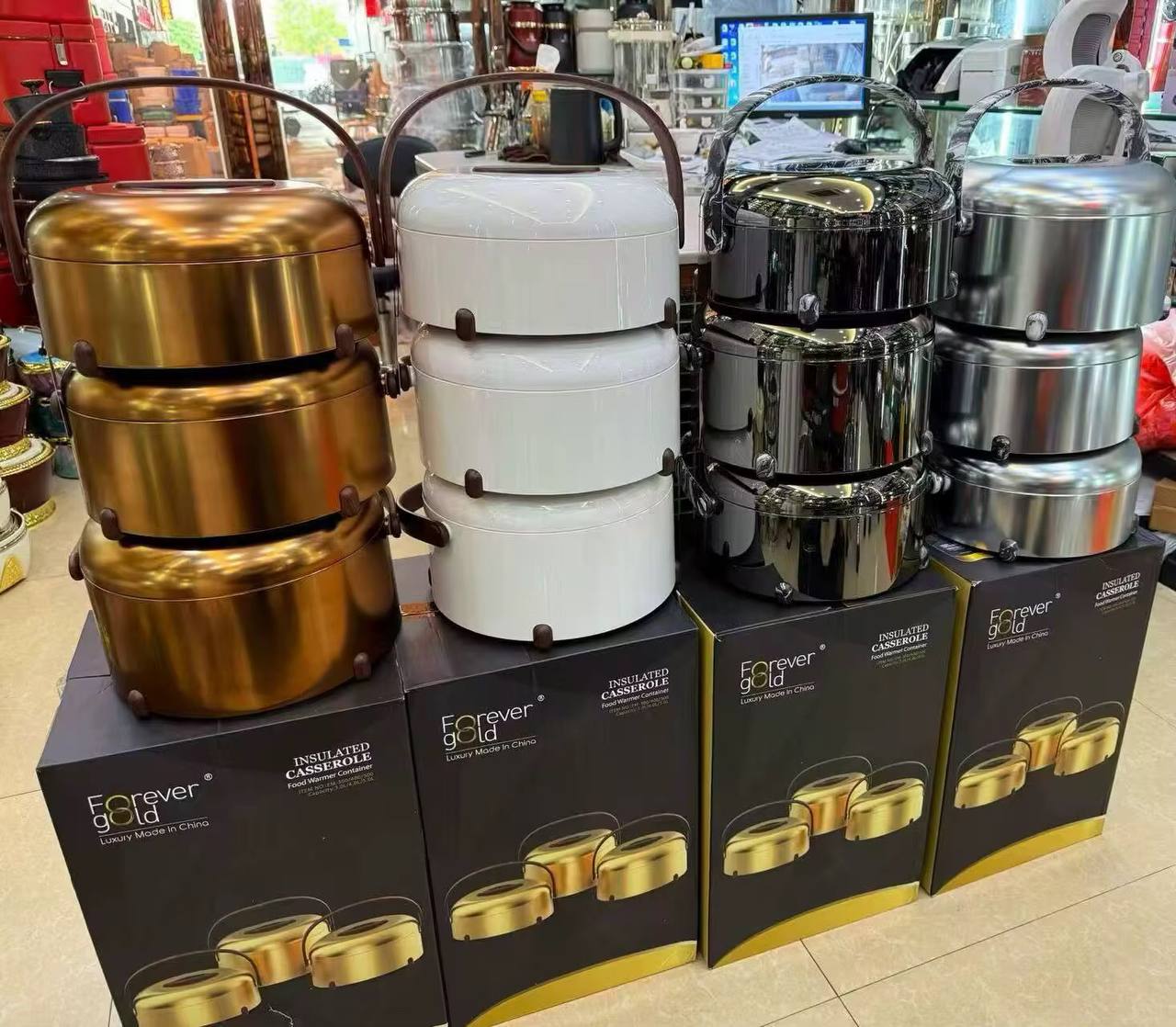 Unique Very High quality BIG SIZE forever gold insulated hotpots