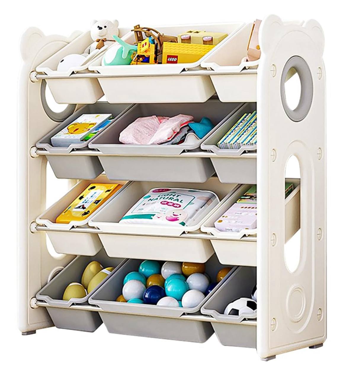 Kids Space Toy Storage Organizer with  Removable Plastic Bins