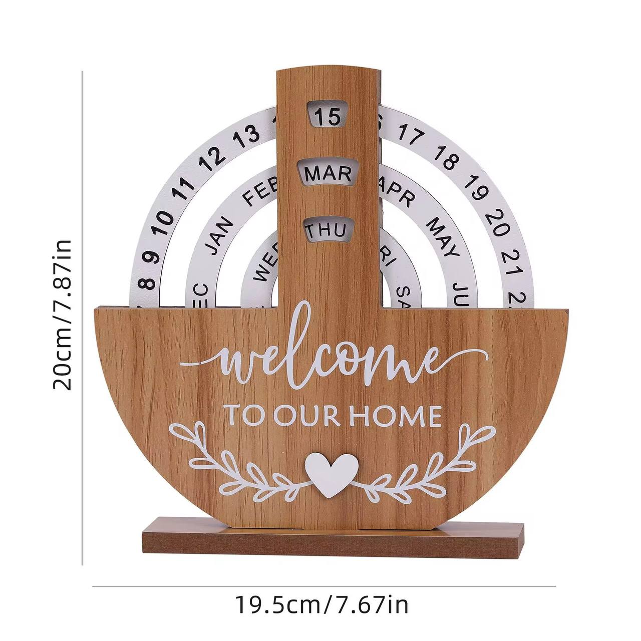 Wooden Creative Perpetual Calendar Home Decoration Office Desk Ornaments Manual Rotating Turpentine