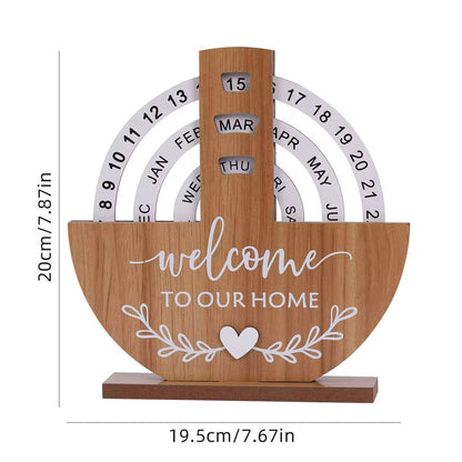 Wooden Creative Perpetual Calendar Home Decoration Office Desk Ornaments Manual Rotating Turpentine