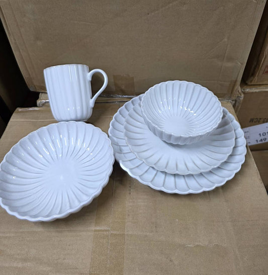 30pcs European Scallapoed Ceramic Porcelain Dinnerwaer