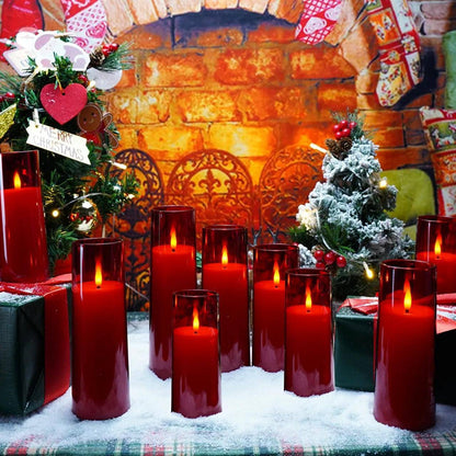 Acrylic flameless LED candles with string light powered by AA batteries remote control operated