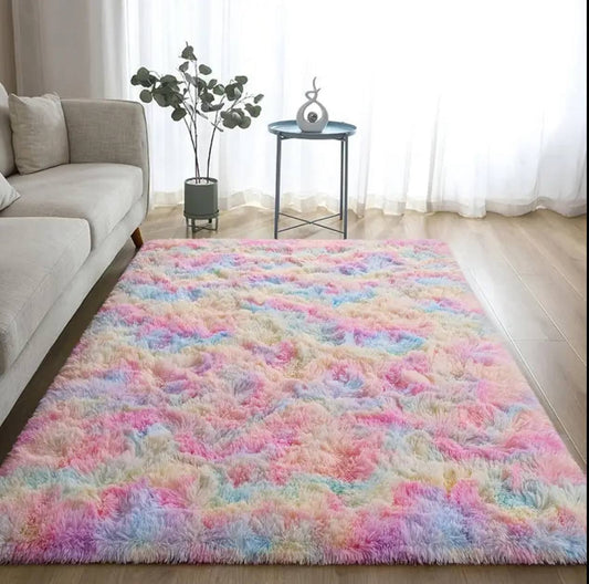 Fluffy patched carpet size 5*8