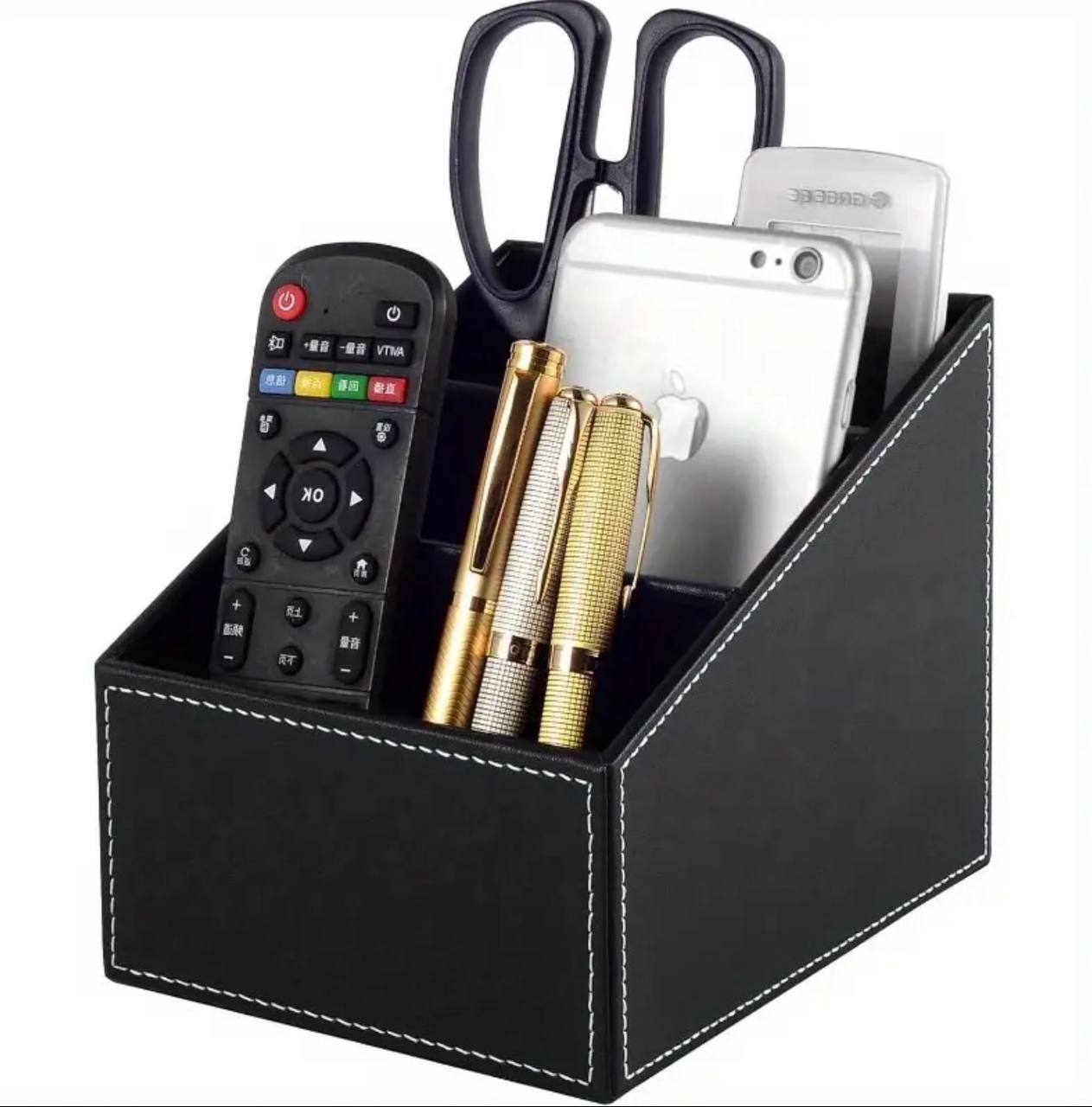 Multi-Compartment Leather Desk Organizer /Remote organizer
