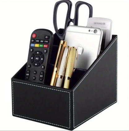Multi-Compartment Leather Desk Organizer /Remote organizer
