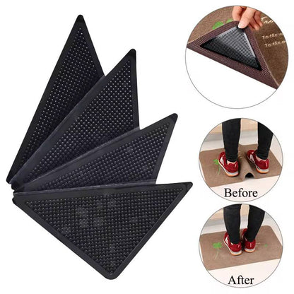 4pcs Ruggies Rug Carpet, Mat Grippers Non Slip Grip, Corners Pad Anti Skid Reusable Washable Silicone Grippers