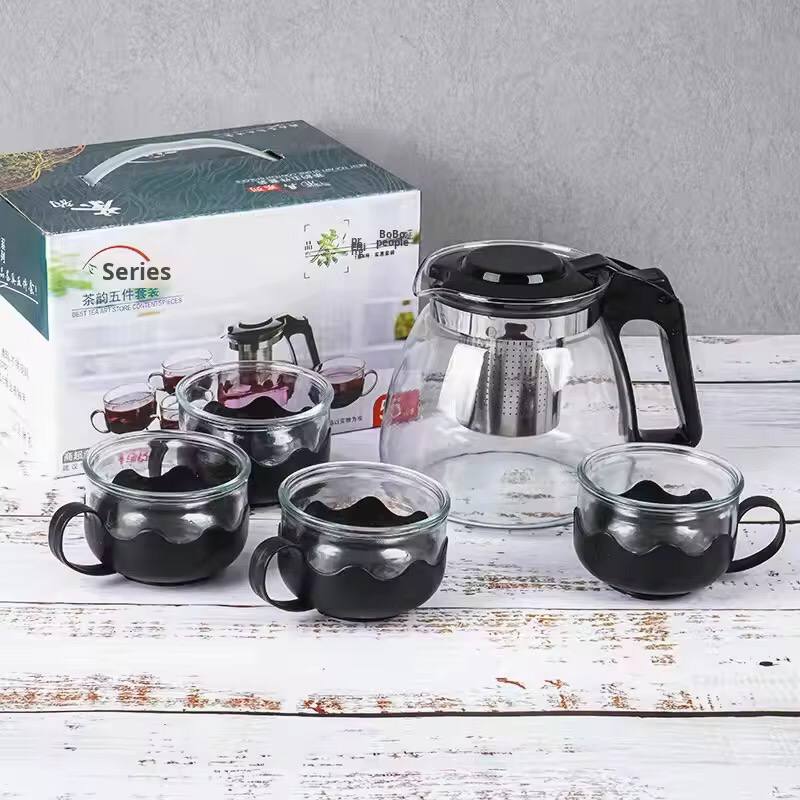 5pc Transparent Heat Resistance Glass Infuser Tea set