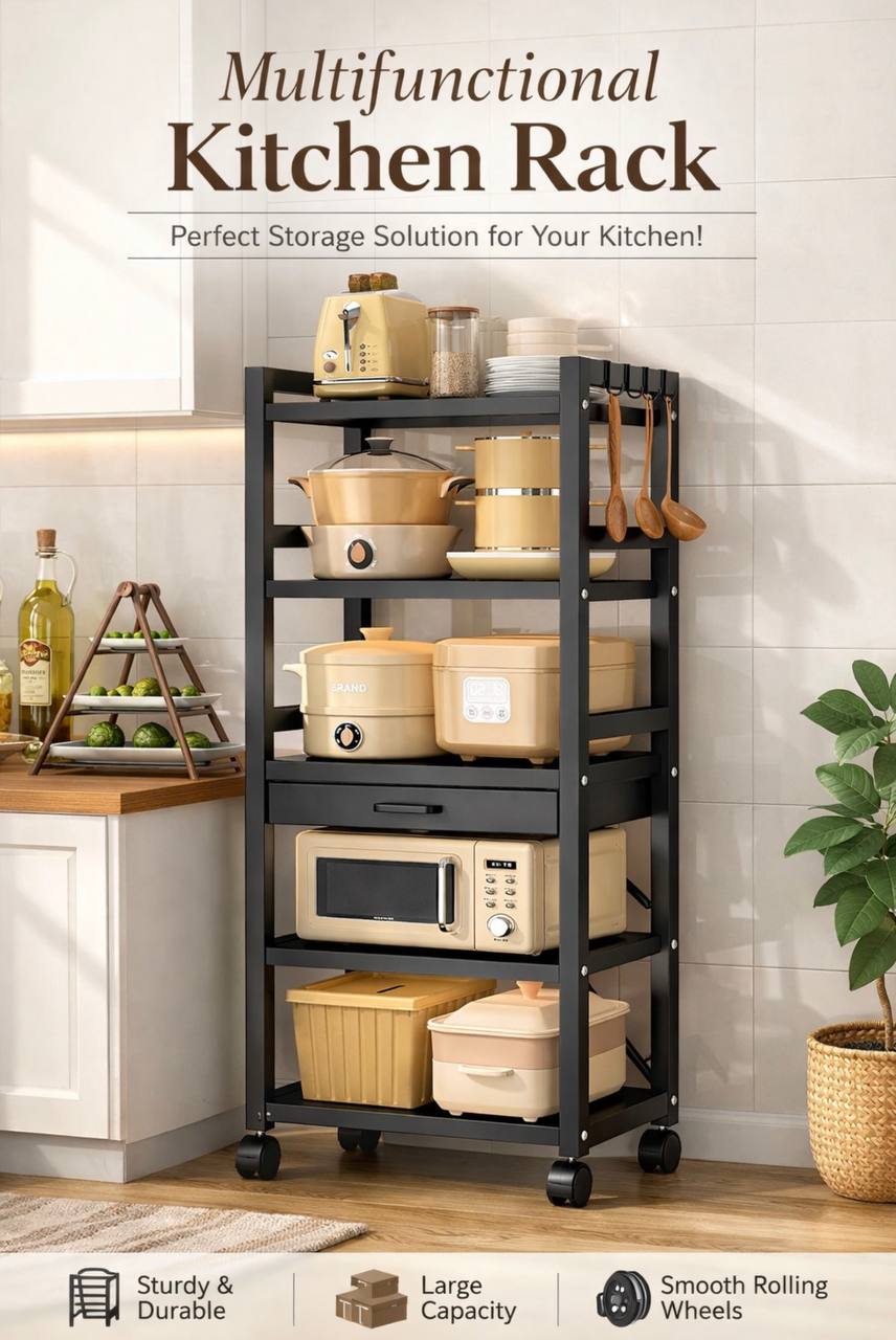 5 tier metallic Kitchen rack