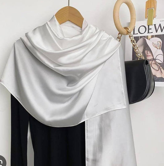 Luxury  Plain Silk  Scarf Set for Women