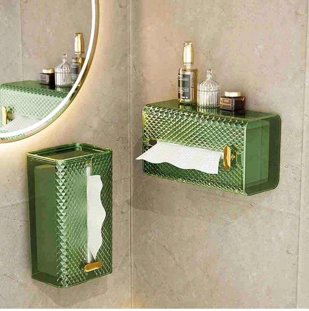 Adhesive sticker Wall mounted elegant diamond tissue box