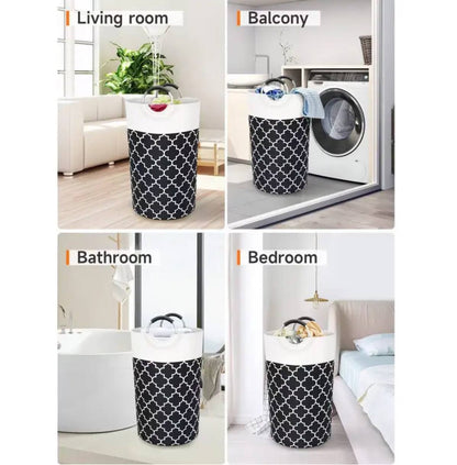 LARGE CAPACITY  LAUNDRY BASKET 82L WITH METAL HANDLES