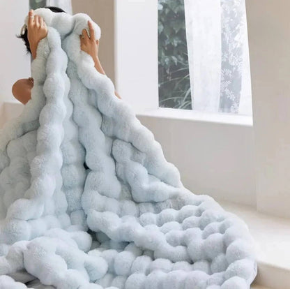 Soft Bubble Winter Throw Blanket Plain
