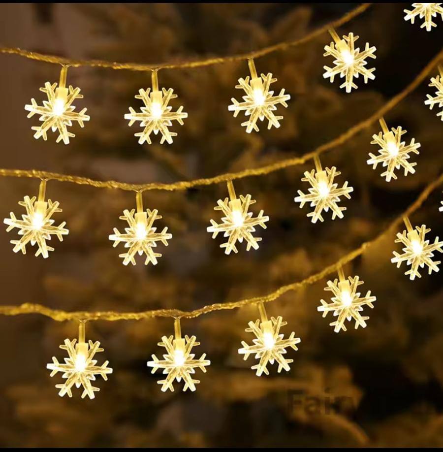 3Meters Christmas Decoration  for Home Xmas Tree Decor Fairy Light Pendant Snowflake LED Light.