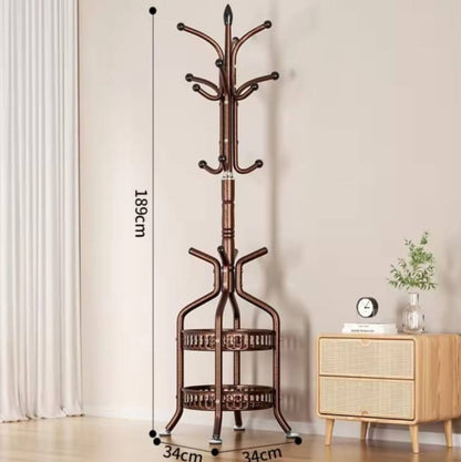 Heavy duty wrought iron coat/handbag floor-standing rack
