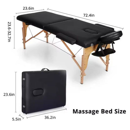 Massage Table 2 Folding Portable Massage Table lash bed Massage wooden Bed, professional 73 Inches Long Lash Bed Spa Bed Tattoo Table wooden with Carrying Case & facial cradle