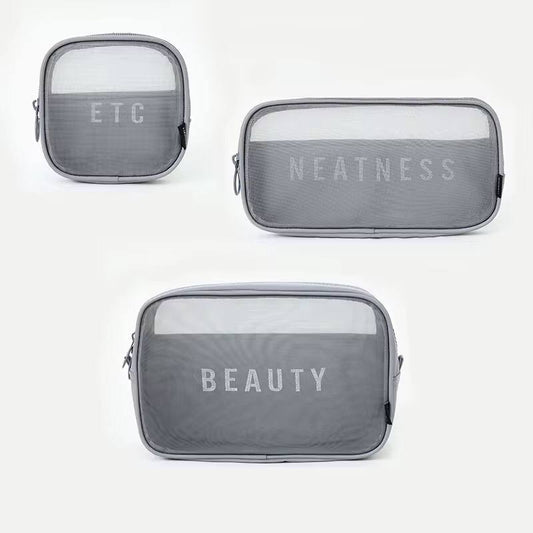 3pc neatness ,beauty and etc Portable Mesh Personal Hygiene Bag
