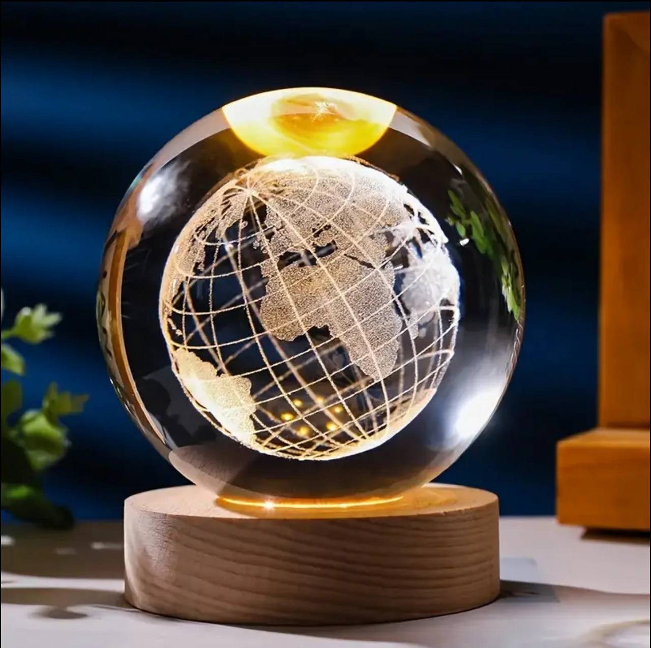 3D Earth Crystal LED Ball Night Lamp Warm Light - Compact USB Wall Charger 5V1A Output 1 For Birthday Christmas Astronomy Space Gifts For Boys Girls (Crystal Earth)