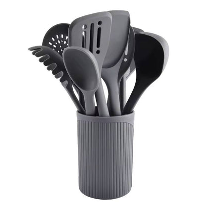 High Temperature resistant heavy duty silicone cooking/serving spoons with hard TPR handles.
11pc set