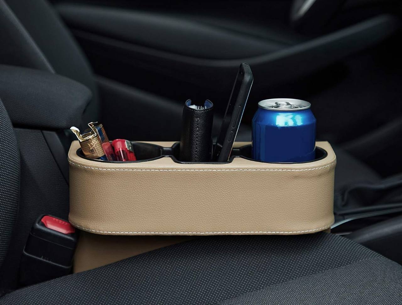 Car Cup Holder with Phone Holder & double Side Holders with high Quality Leather Cover
