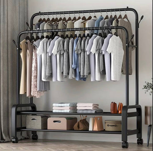 Heavy-Duty Double Rail Clothes Rack